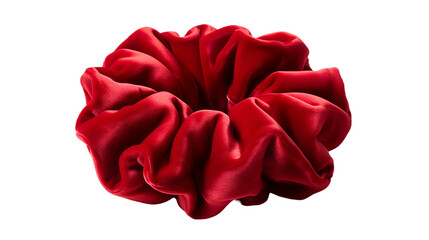 Naklejka premium A red silk scrunchie, isolated on a transparent background.