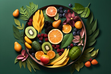 Vibrant fruit bowl art, bursting with colors and healthy vibes.