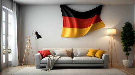 A cozy room with germany's national flag
