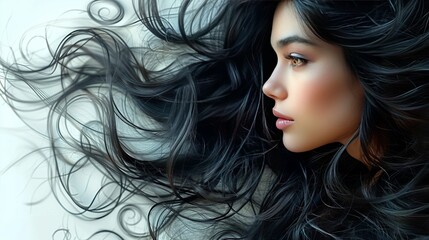 Naklejka premium Indulge in our beauty services: expertise in dyeing long hair for women with beautiful hair.