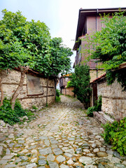 narrow ancient streets with cobblestones