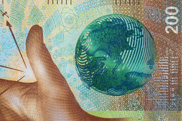 Closeup of 200 Swiss franc banknote