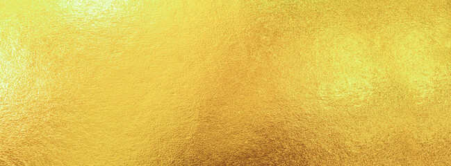 Gold wall texture background. Yellow shiny gold foil paper sheet surface, vibrant golden luxury...