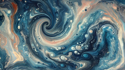 oil paint Soothing Swirls of Blue Abstract Fluid Art Mimicking Ocean Waves