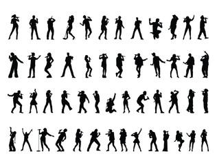 Singers silhouette vector art white background