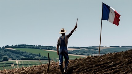 A boy raising the french flag