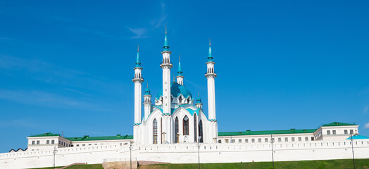 The Kul Sharif Mosque in summer sunny day. Kazan Kremlin. Republic of Tatarstan. Kazan. Russia - 744656961