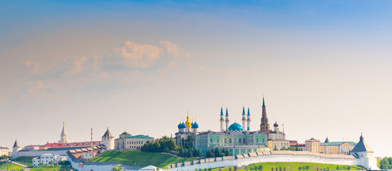 Beautiful panorama of Kazan Kremlin. Republic of Tatarstan. Kazan. Russia