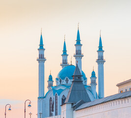 Fototapeta na wymiar The Kul Sharif Mosque. Summer sunset. Kazan Kremlin. Republic of Tatarstan. Kazan. Russia