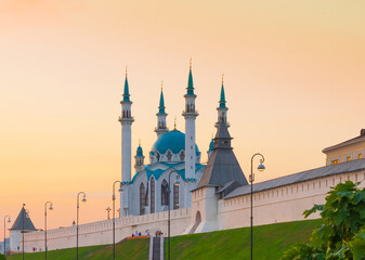 The Kul Sharif Mosque. Evening. Sunset. Kazan Kremlin. Republic of Tatarstan. Russia