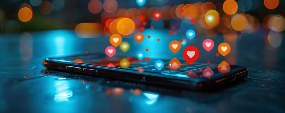 Smartphone Receiving Social Media Love Reactions