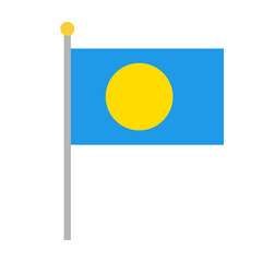 Simple palau flag icon with pole. Vector.