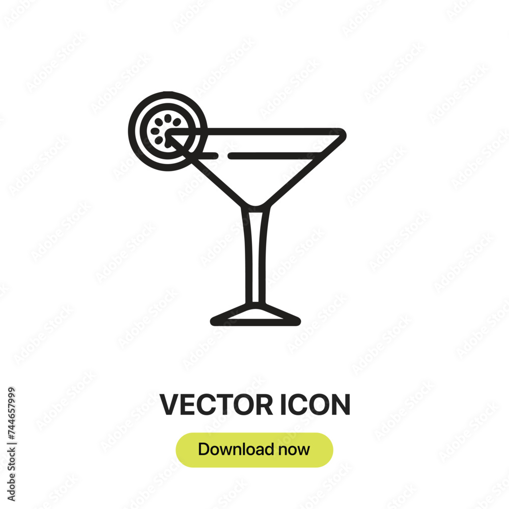 Leinwandbilder cocktail icon vector. linear-style sign for mobile concept and web design. cocktail symbol illustrat