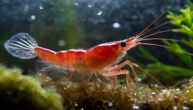 Cherry shrimp in freshwater aquarium