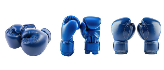 Blue boxing gloves isolated on transparent background