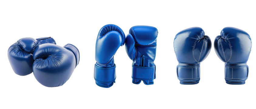 Blue boxing gloves isolated on transparent background