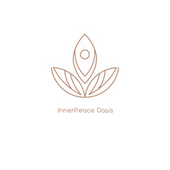 Modern and sleek logo for a yoga and meditation business, featuring a serene symbol with clean typography.