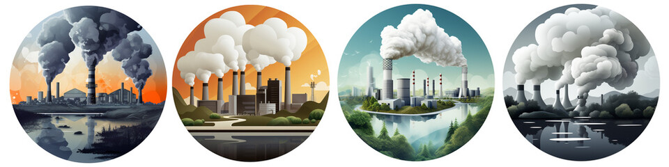 Pollution clipart collection, vector, icons isolated on transparent background