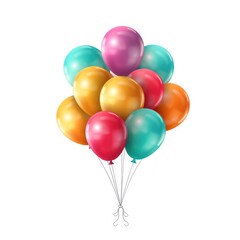 Fototapeta na wymiar Colorful Balloon Bouquet on White Background Vibrant Party Decor