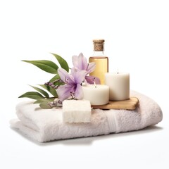 Fototapeta na wymiar Indulge in Luxury Fluffy Towels and Scented Soaps for a Spalike Experience