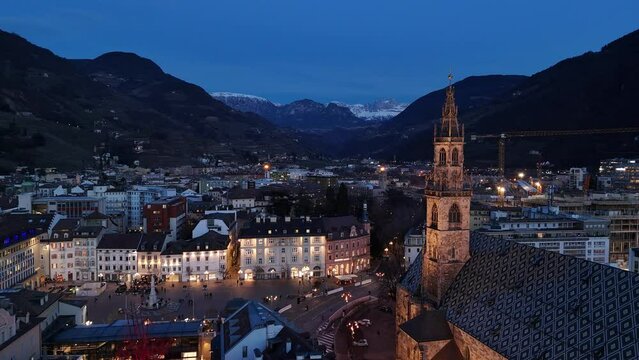 Central square in the city of Bolzano in northern Italy.