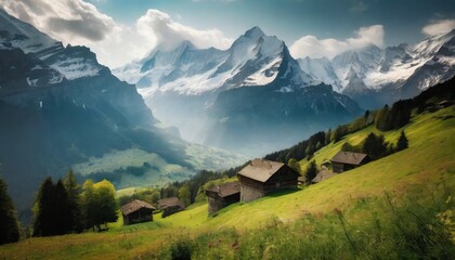 Fototapeta na wymiar panorama of the mountains in the morning