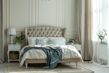 Interior of bedroom, bedroom furniture,
