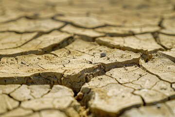 Fototapeta premium Dry Cracked Earth Texture, Environmental Concern Concept