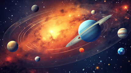 Milky Way Galaxy, Outer Space, Solar System, Cosmos Planets, Sun, Earth, Jupiter, Saturn, Stars....