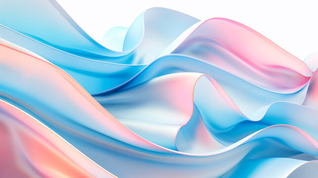 Abstract and dynamic wave like shapes created by pink, blue and orange textured fabric, a soft and flexible, swirling and twisting design. Background or scene saver image.