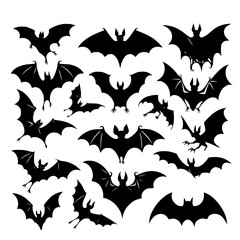 set of halloween bats - obrazy, fototapety, plakaty
