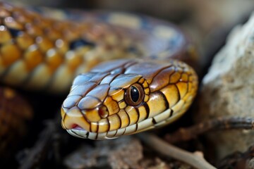 Obraz premium Primer plano de una serpiente de cascabel