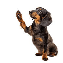 Friendly Dog Waving Hello with Paw, Isolated