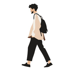 Fototapeta premium Stylish Student Walking , Transparent Background, Loose and Fluid Style