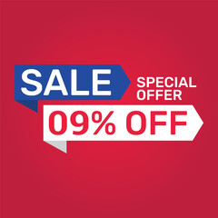 Special offer 9 Percent sale. Banner template design Vector illustration.