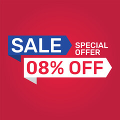 Special offer 8 Percent sale. Banner template design Vector illustration.