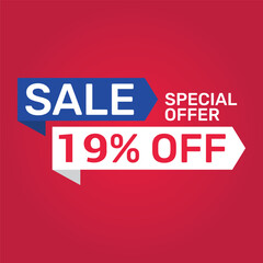 Special offer 19 Percent sale. Banner template design Vector illustration.