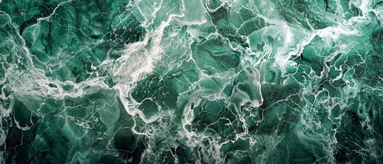 This panoramic image features a vast expanse of crystalline green marble, with a complex network of fractures and veins that create a breathtaking natural mosaic.