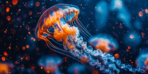 A bright tropical jellyfish with water.