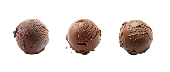 Chocolate ice cream ball isolated on a transparent background.