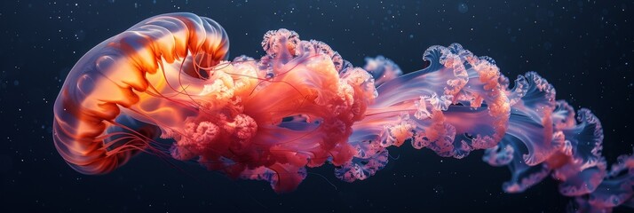 A bright tropical jellyfish with water. - obrazy, fototapety, plakaty