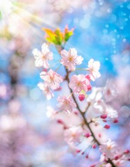 Fototapeta premium 満開の桜 華麗に舞い散る桜の花びら