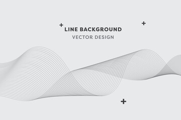 Gray lines abstract wave background. Slanted curved Vector Illustration
