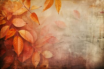 Naklejka na ściany i meble Autumn Leaves on Vintage Background, Seasonal Theme