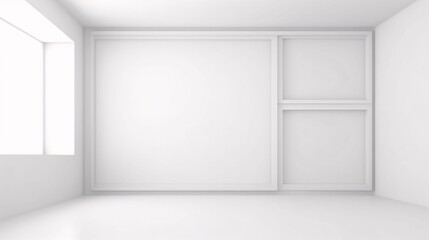 White blank wall with frames, space for your own content, empty white room. - obrazy, fototapety, plakaty