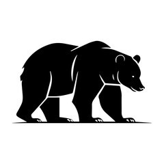 Obraz premium grizzly bear standing black silhouette logo svg vector, bear standing icon illustration.