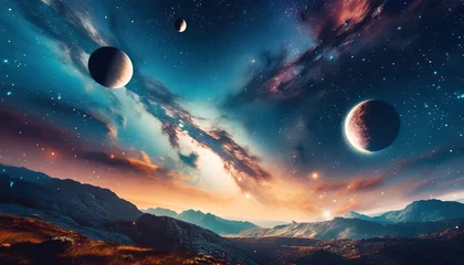 Foto op Canvas universe with planets © Frantisek