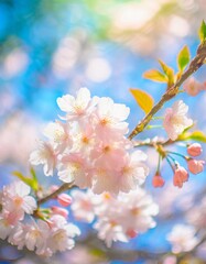Obraz premium 満開の桜 華麗に舞い散る桜の花びら