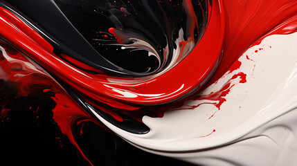 Black, red and white acrylic paint mixed together to create a random pattern.