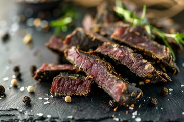 Succulent Grilled Steak Slices on Slate, Gourmet Concept